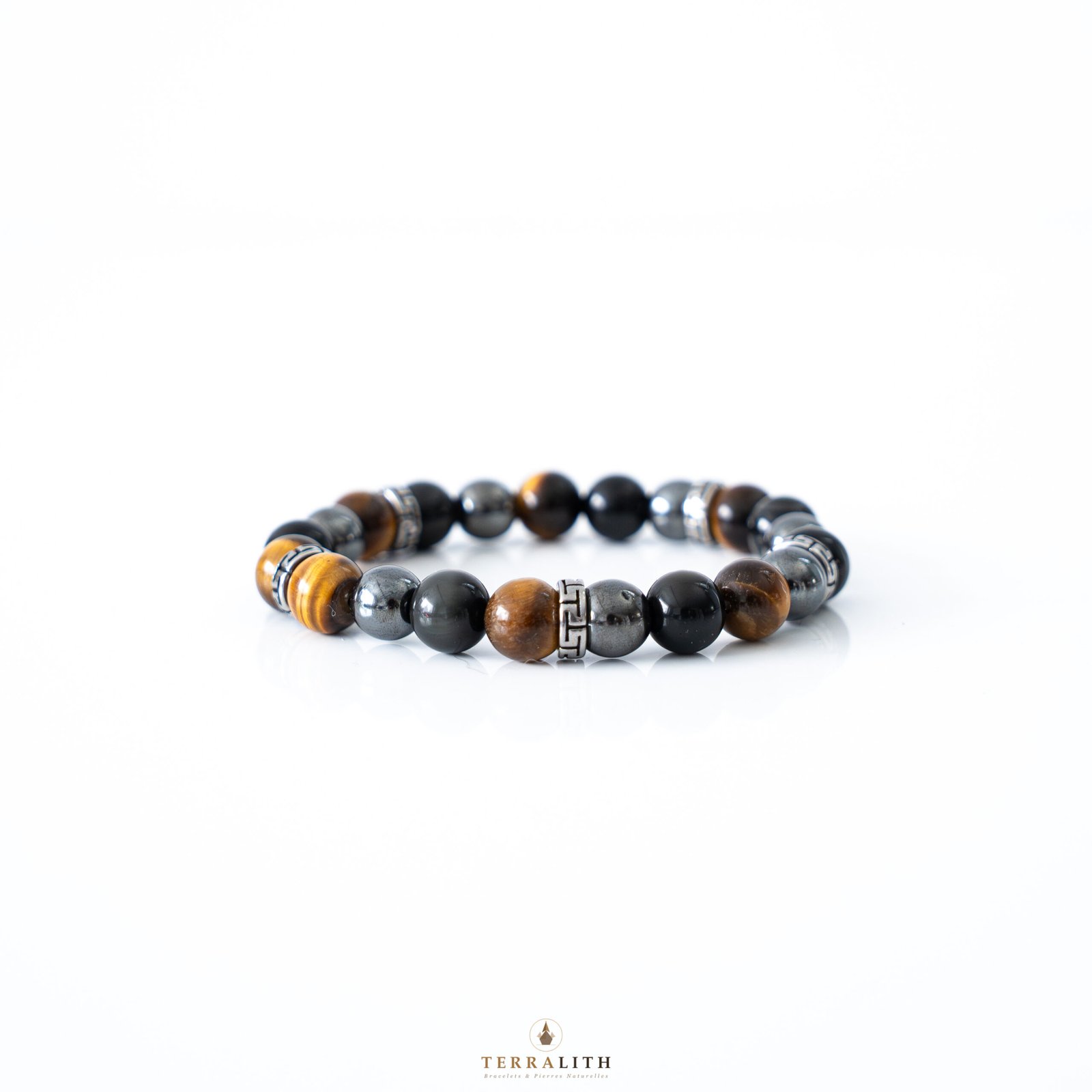 Bracelet Triple Protection — Œil de Tigre · Obsidienne · Hématite – Image 3