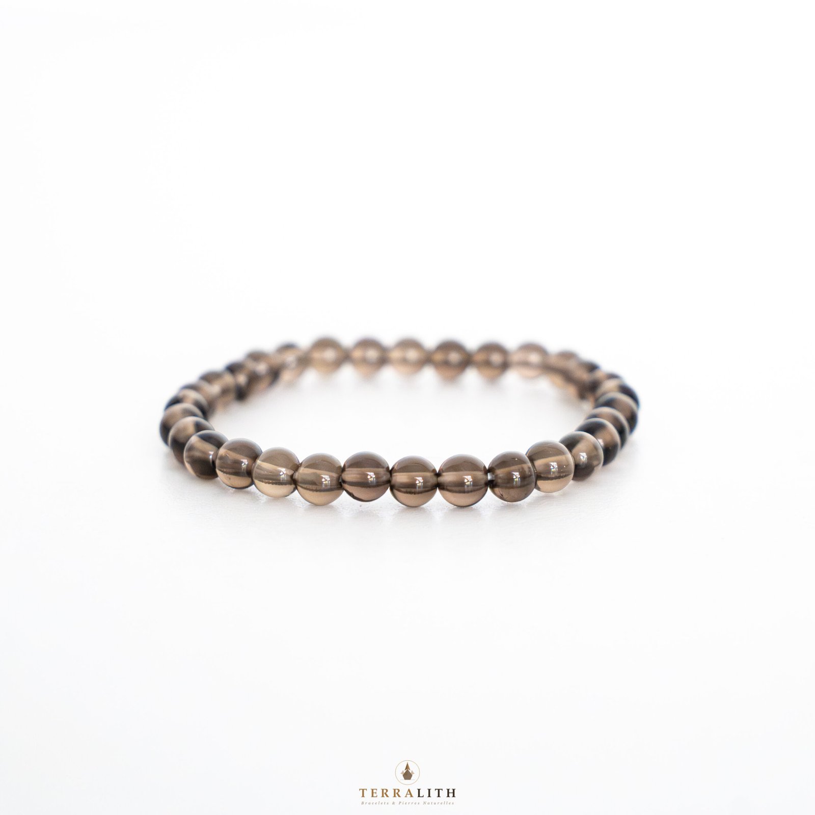 Bracelet Quartz Fumé 6mm — pierre naturelle grise lithothérapie