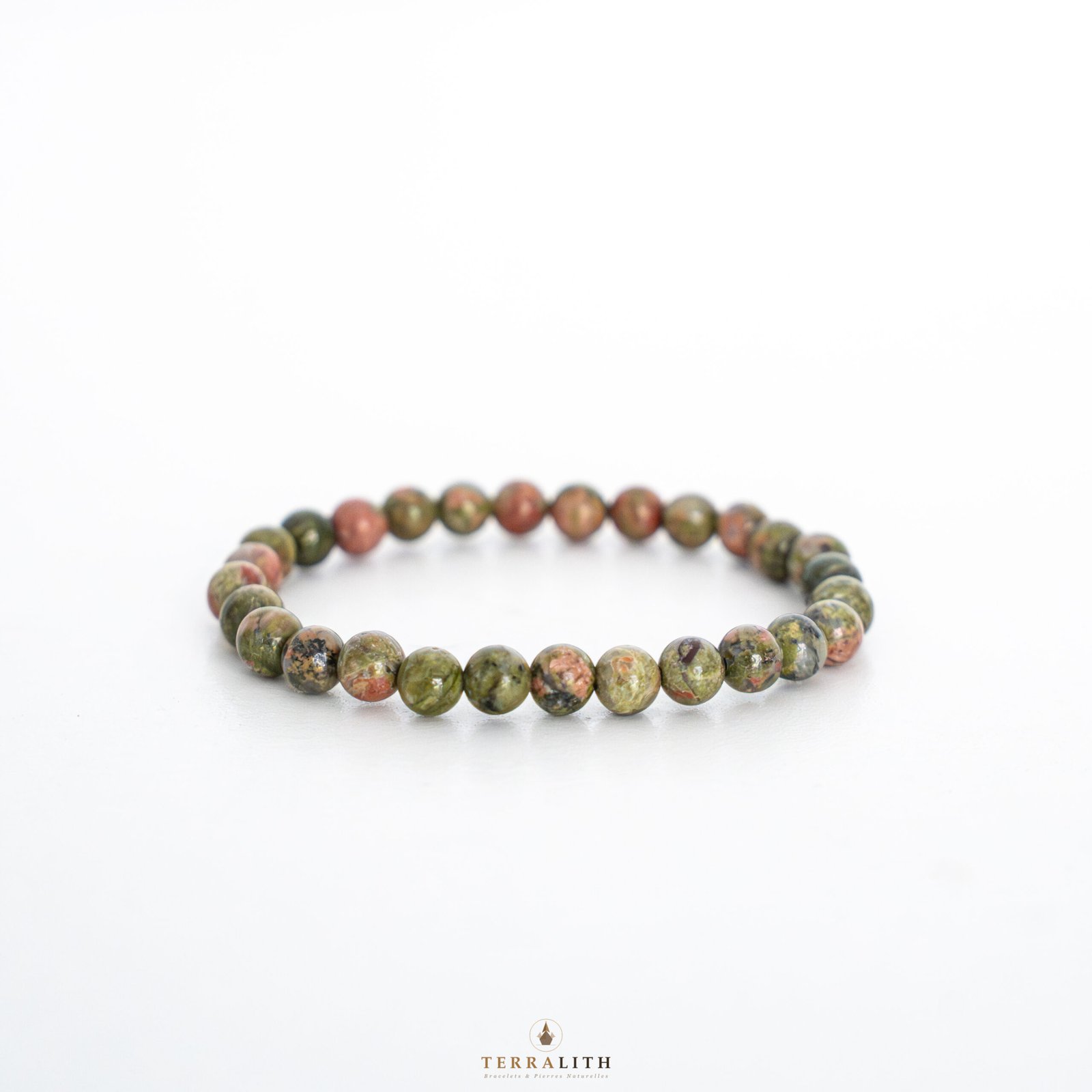 Bracelet Unakite 6mm — pierre naturelle lithothérapie Terralith